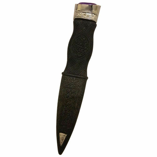 TC Kilt Safety Sgian Dubh Antique Dummy Pewter Mount with Purple Stone