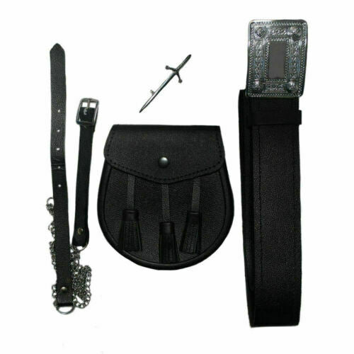 Mens Everyday Kilt Accessory Set - kilt Belt, Sporran and kilt Pin-Tartancity