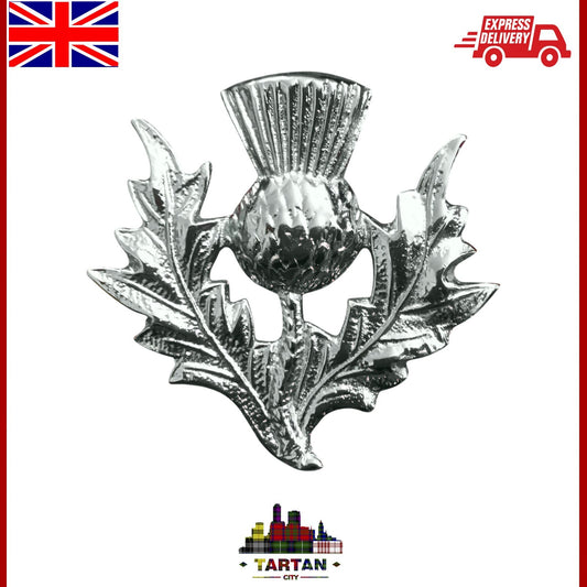 Scottish Thistle Glengarry Cap Badge Silver Chrome Brass Highland Hat Pin