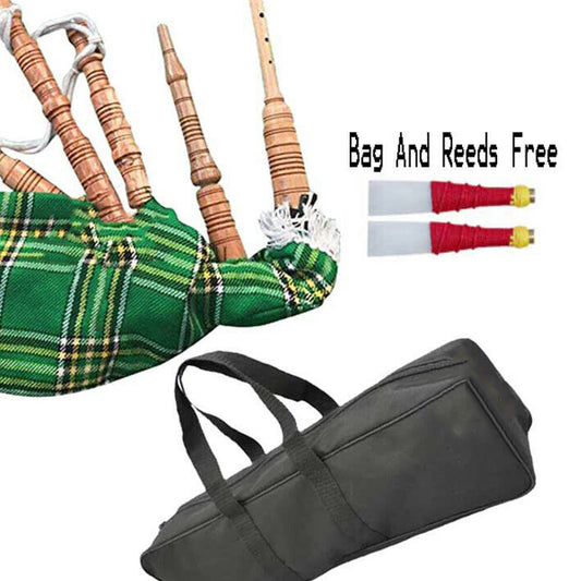 Irish Green Baby Toy Mini Bagpipe with Cover & Cord Free Bag and Reed Gift-TC