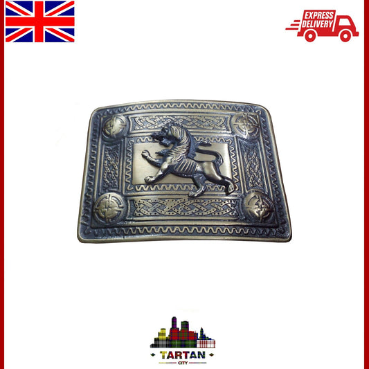 Tartancity - Men's Celtic Kilt Belt Buckle with Lion Rampant Design