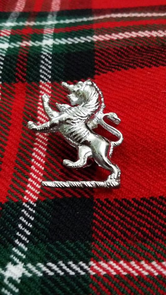 TC Highland Cap Badges/Glengarry Hat Badge Pin Lion Rampant Silver Chrome Finish