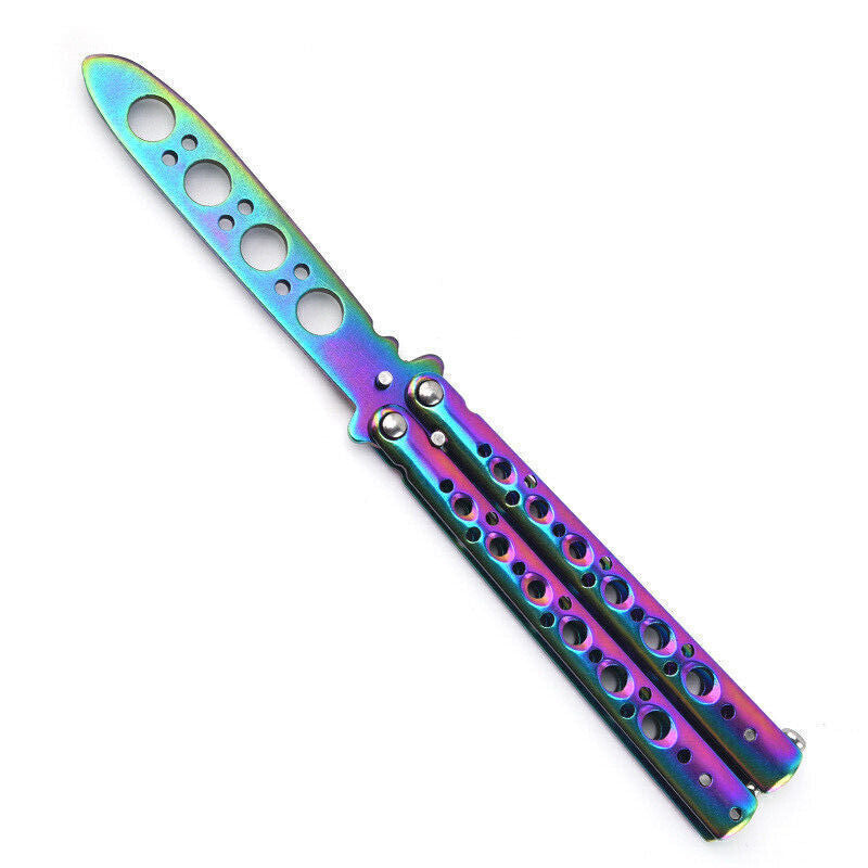 3 Colours New Metal Practice Balisong Butterfly Comb Cool Sports Tool UK