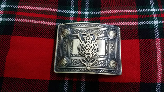 TC Men’s Kilt Belt Buckle Celtic Knot Work Antique/Highland kilt Buckle Thistle