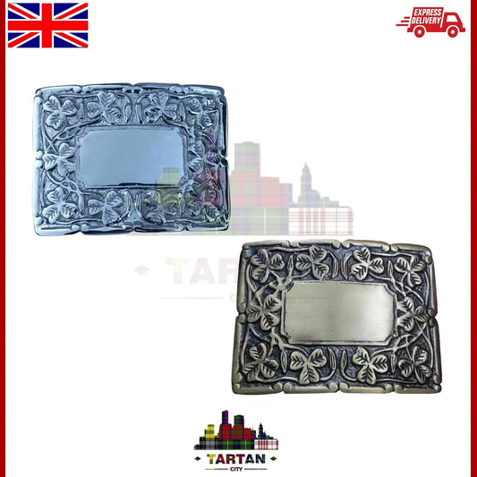 Irish Heritage Kilt Belt Buckle - Deluxe Thistle & Shamrock Design by Tartancity