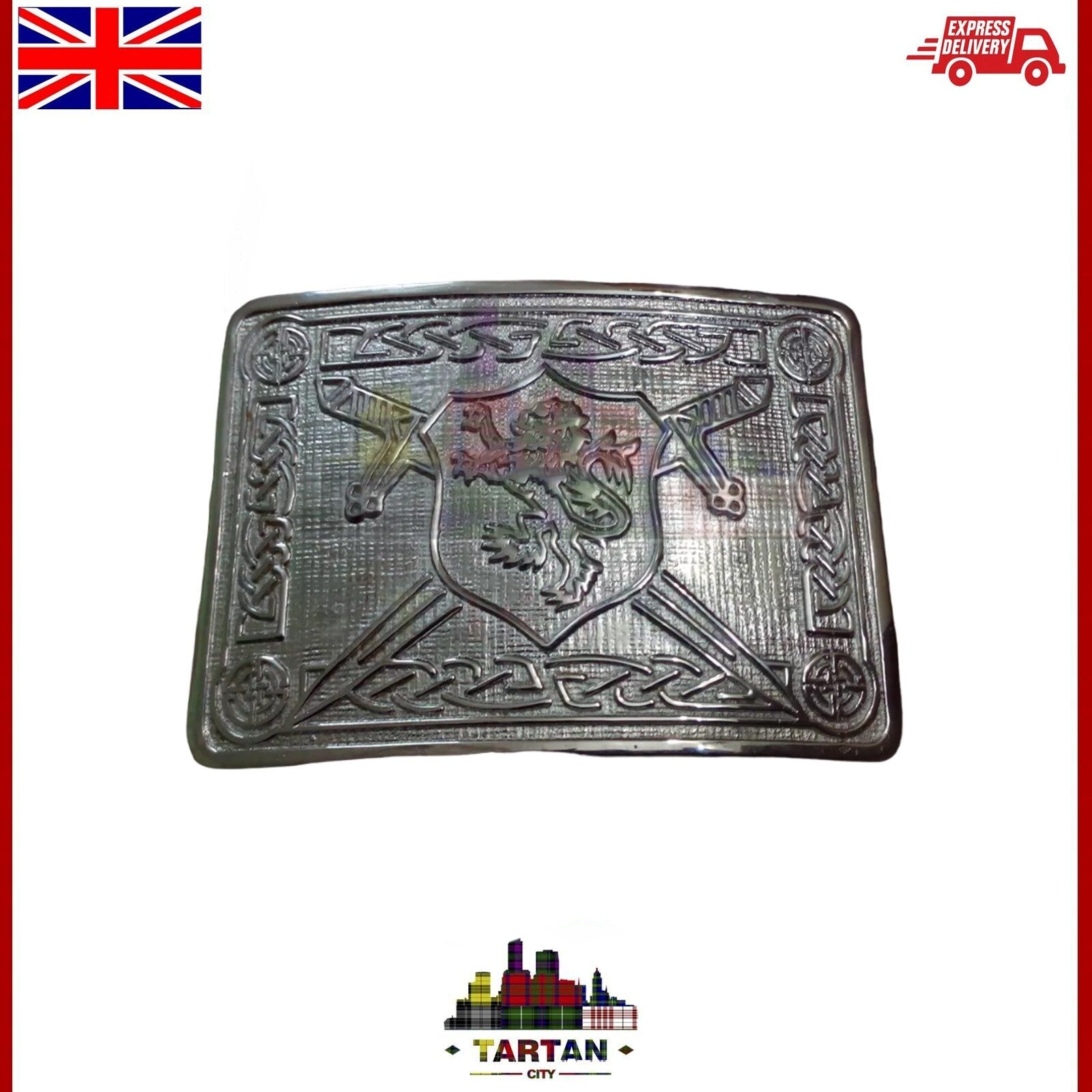 Tartancity - Men's Kilt Belt Buckle - Scottish Lion Rampant & Saltire Design