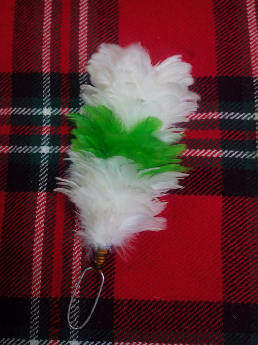 TC Feather Plume Hackle Glengarry Cap White,Green,white/Balmoral plume hackle 6"