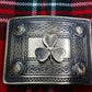 TC Men’s Highland Kilt Belt Buckle Celtic Border Irish Shamrock Antique Finish