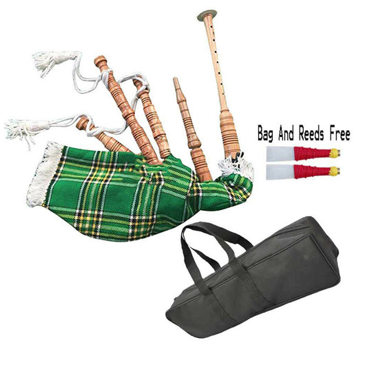 Irish Green Baby Toy Mini Bagpipe with Cover & Cord Free Bag and Reed Gift-TC