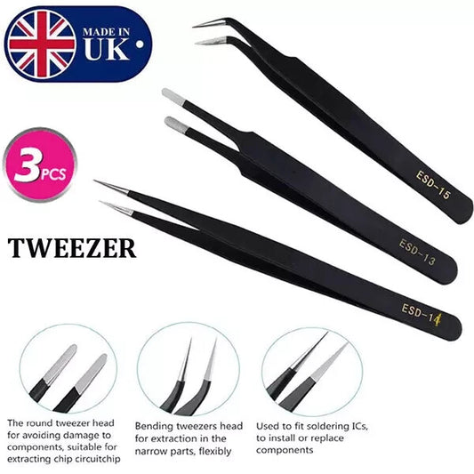 TC 3pcs Tweezers Set Plucker Eyelash Extension Hair Removal Pluckers