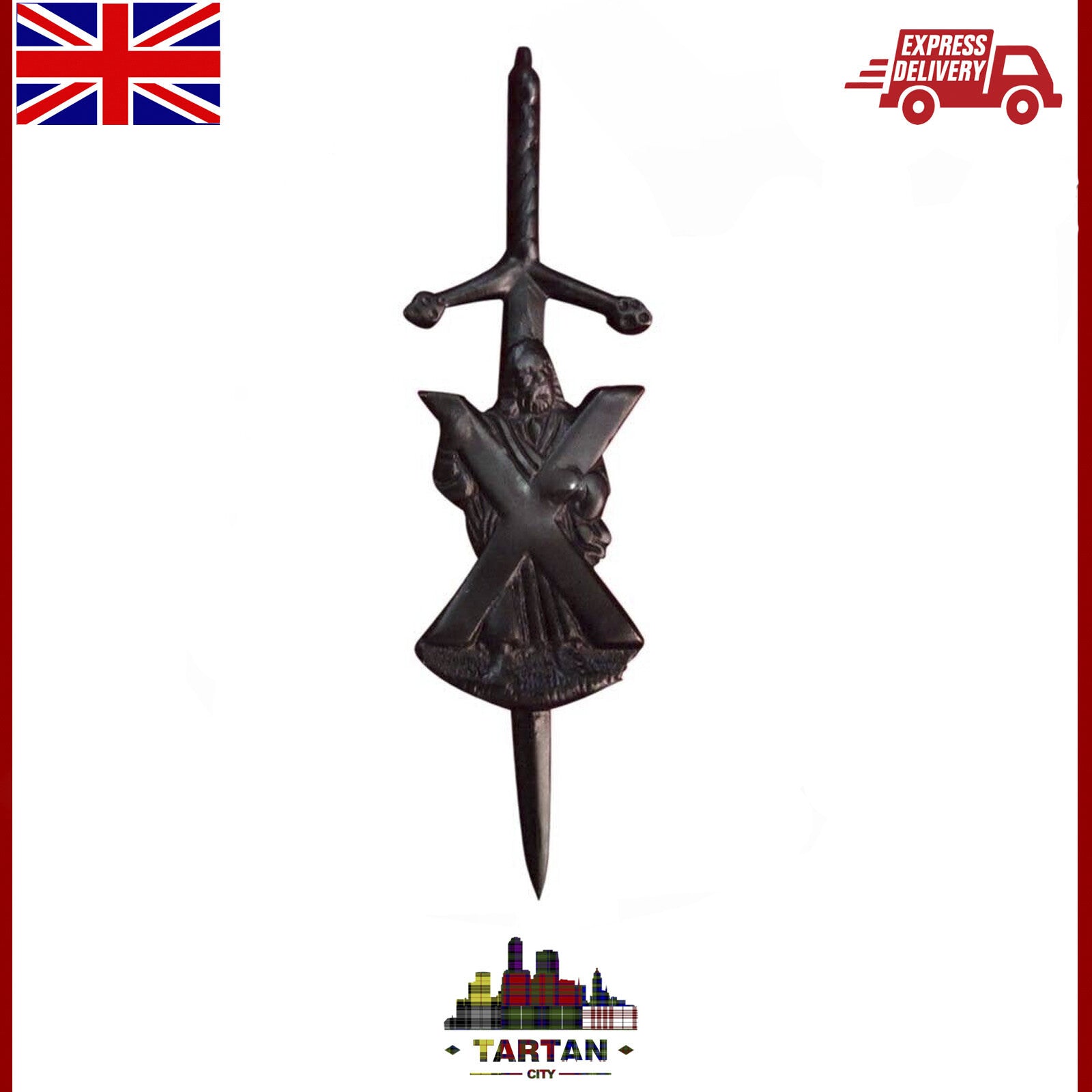 St. Andrew Kilt Pin – Chrome, Black, and Gold Finishes Available