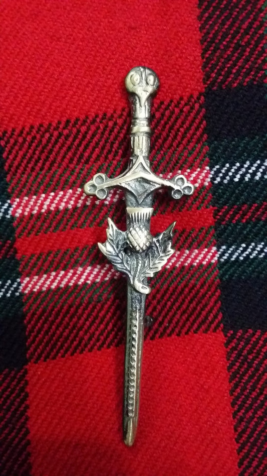 TC Celtic Kilt Pin Thistle Antique Finish 4"/Thistle Kilt Pins antique finish