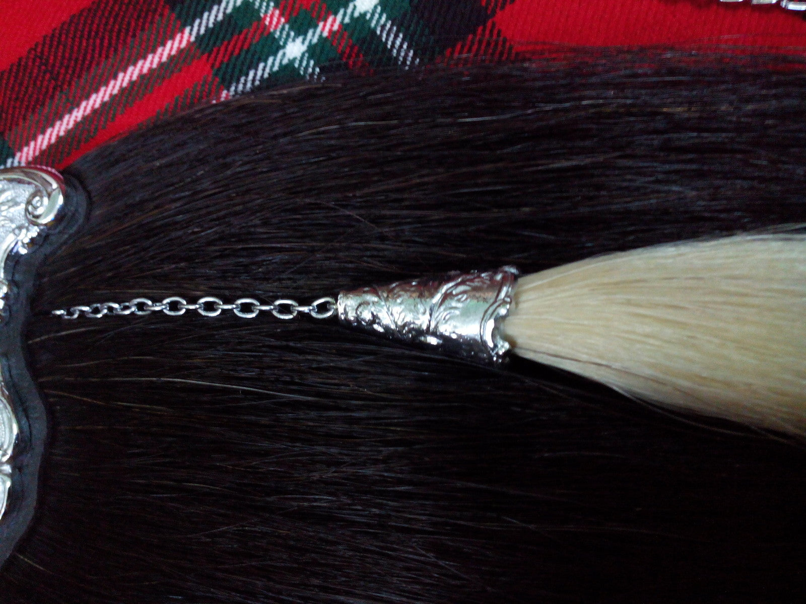 Black Horse Hair Sporran with Celtic Cantle – Full Dress Kilt Sporran + Belt