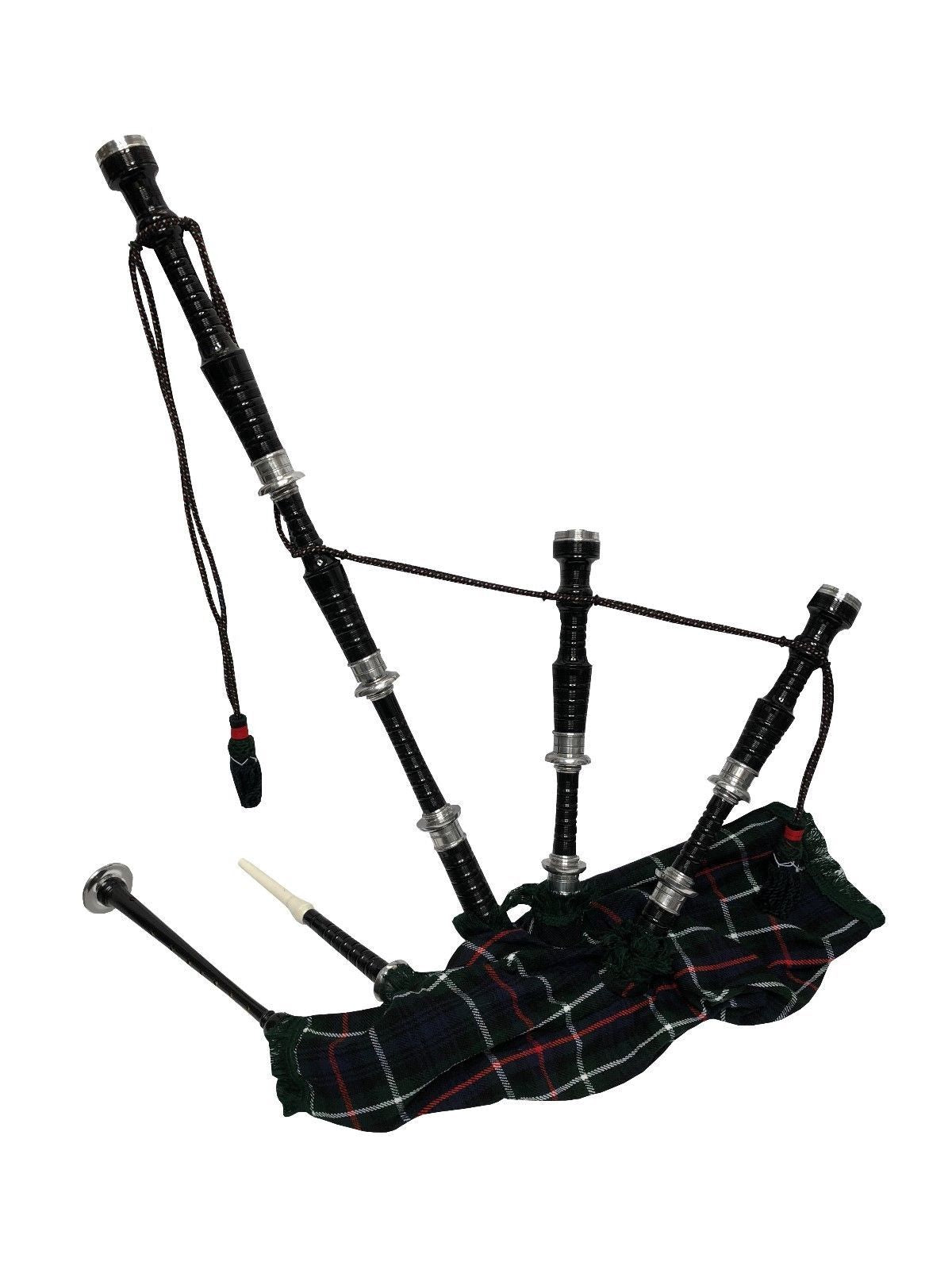 TC Full Size Scottish Bagpipe Rosewood Black Finish Available In Various Tartan