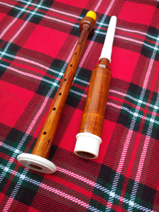 SCOTTISH BAGPIPE PRACTICE CHANTER ROSEWOOD NATURAL IMMATION IVORY AMOUNT +2 REED