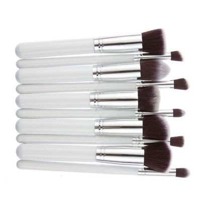 10pcs Kabuki Style Professional Make up Brush Set Foundation Blusher Face Powder