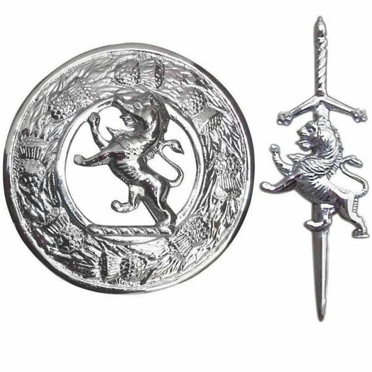 TC Brand New Rampant Lion Kilt Pin and Brooch Men Kilt Fly plaid Chrome Finish