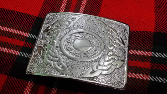 TC Men’s Highland Kilt Belt Buckle Torque with Celtic Knot Chrome/Silver Finish