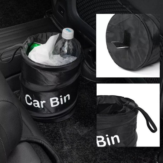 TC CAR BIN Pop UP Mini Dustbin Foldable Travel Rubbish Waste Basket Black