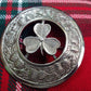 Scottish kilt Fly Plaid Brooch Irish Shamrock Chrome Finish/Irish Shamrock kilt