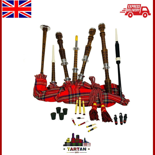 Tartancity Highland Bagpipe - Rosewood, Royal Stewart Cover + Free Bag Included