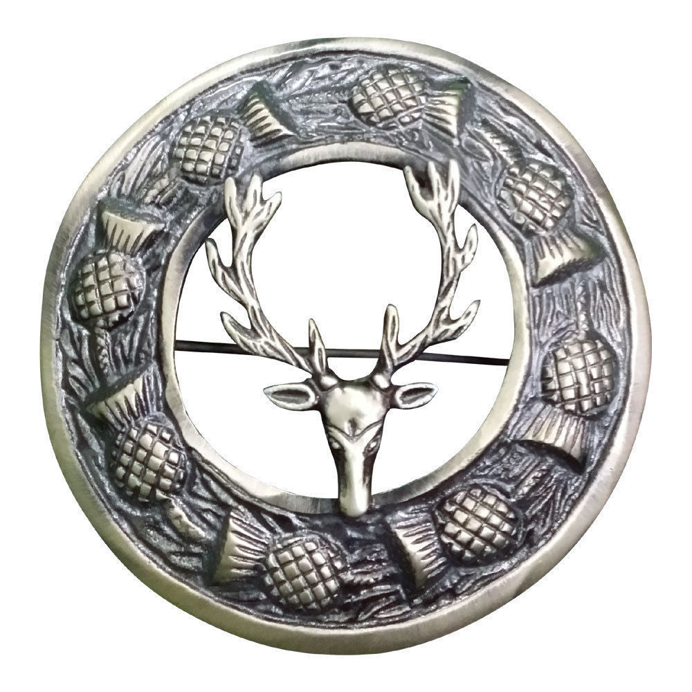 TC New Scottish Piper Fly Plaid Brooch Antique Finish 3"/Kilt Brooches