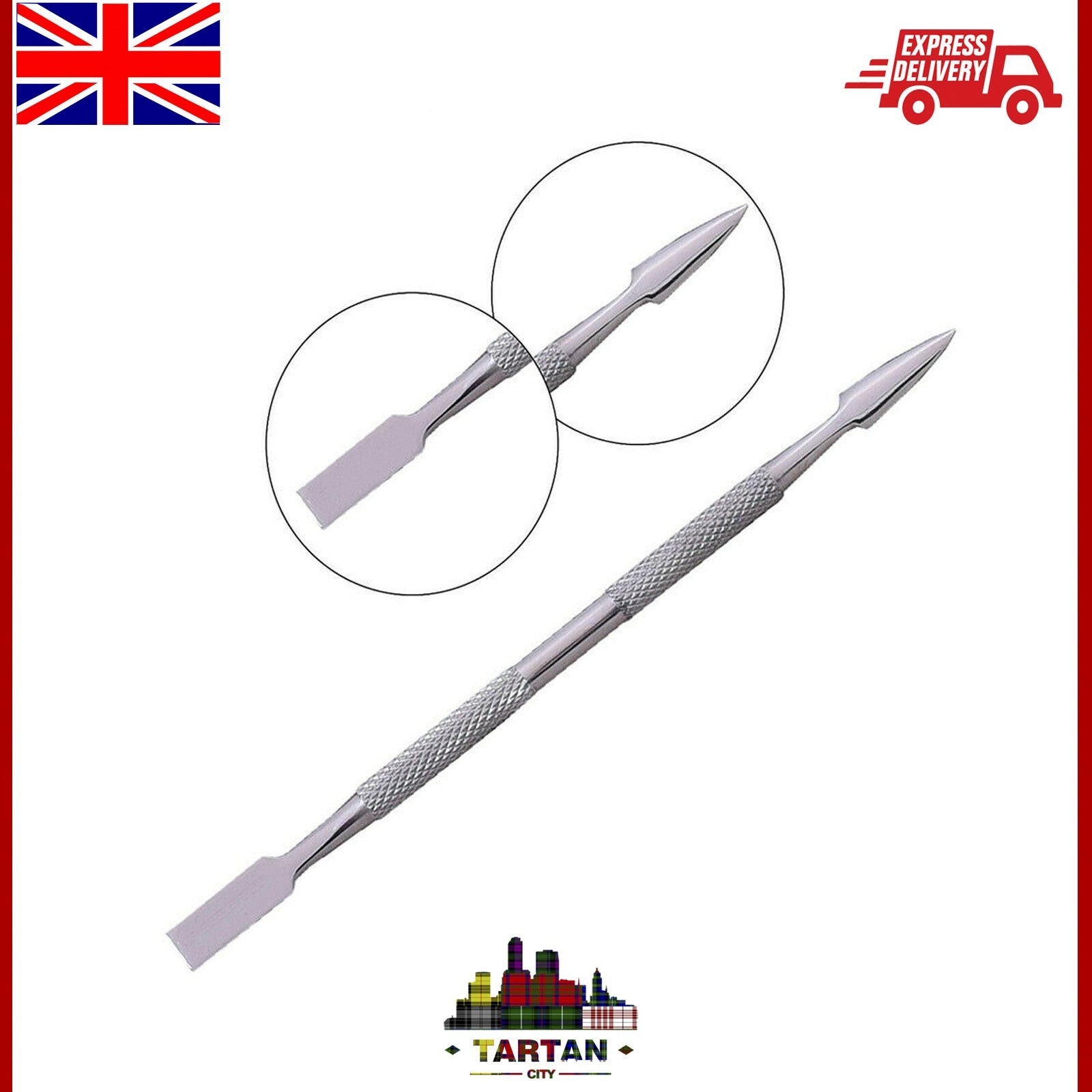 AC Cuticle Pusher Spoon Manicure Nail Pusher Scraper Remover Stainless Steel