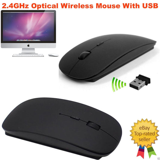 2.4GHz Wireless Optical Cordless Scroll Mouse For PC Laptop Computer USB Dongle