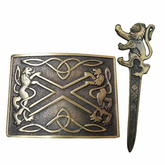 TC Kilt Belt Buckle Lion Rampant Traditional Classic kilt Pin Antique Finish
