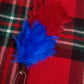 TC Feather Plume Hackle Glengarry Cap Red & Royal Blue/Balmoral plume hackle 6"
