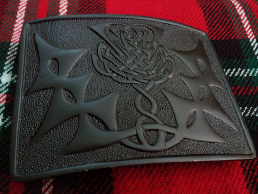 TC New Men’s Kilt Belt Buckle Thistle Jet Black/Celtic Thistle Knot belt Buckle