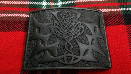 TC Men’s Highland Kilt Belt Buckle Celtic Knot Thistle Jet Black Finish/Buckles