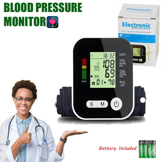 TC DIGITAL UPPER ARM BP MONITOR BLOOD PRESSURE METER MACHINE AUTOMATIC CUFF