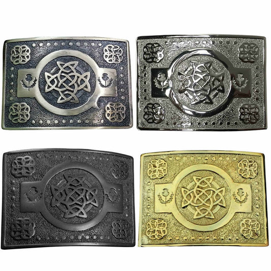 TC Highland Kilt Belt Buckle Celtic Knot Work Gold/Antique/Chrome/Black Finish