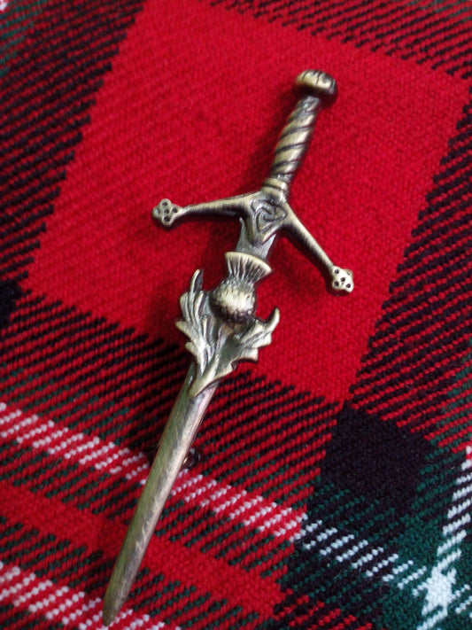 TC NEW Scottish Thistle Kilt Pin Brass Antique Finish/thistle kilt pin antique