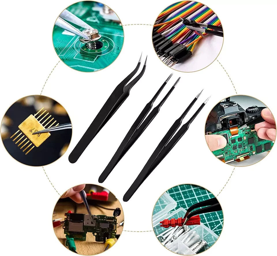 TC 3pcs Tweezers Set Plucker Eyelash Extension Hair Removal Pluckers