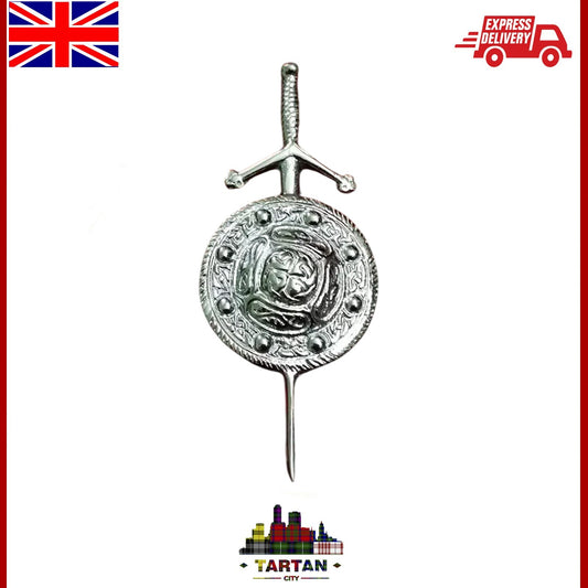 3.5" Tartancity Highland Kilt Pin - Chrome Finish Celtic Knot Design