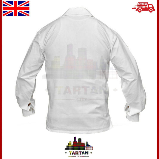 TC Men Traditional Highland Ghillie Shirt Scottish Jacobite Kilt Shirts White
