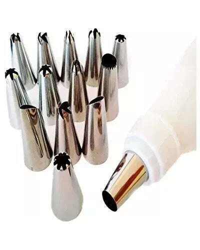TC PIPING ICING CUPCAKE DECORATING COTTON BAG NOZZLE SET 14Pcs SUGARCRAFT CUP