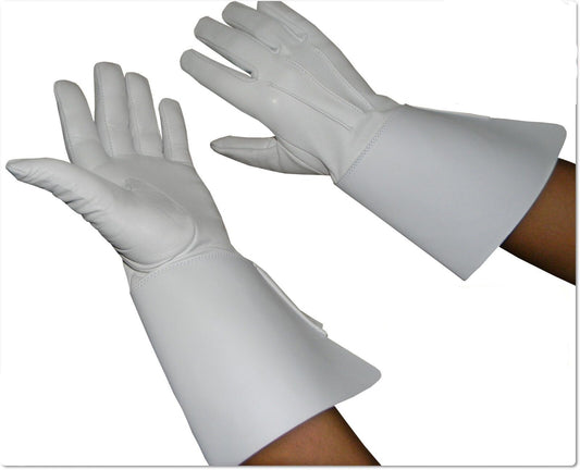Piper Drummer Leather Gauntlets/Gloves White Soft leather Knight Templar