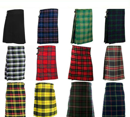 5 Yard Men's Scottish Kilts 13oz Highland Casual Tartan Kilt 17 Various Tartan