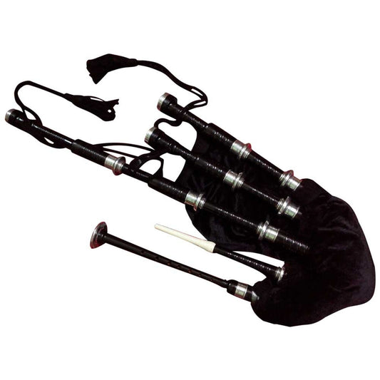 Scottish Great Highland Rose Wood Bagpipes Black Color Silver Mounts Plain/Gaita