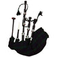 TC SCOTTISH BAGPIPES ROSEWOOD BLACK COLOR SILVER MOUNTS BLACK WATCH TARTAN COVER