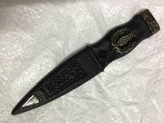 KILT WEAR SAFETY SGIAN DUBH DUMMY PEWTER MOUNT THISTLE DESIGN ANTIQUE