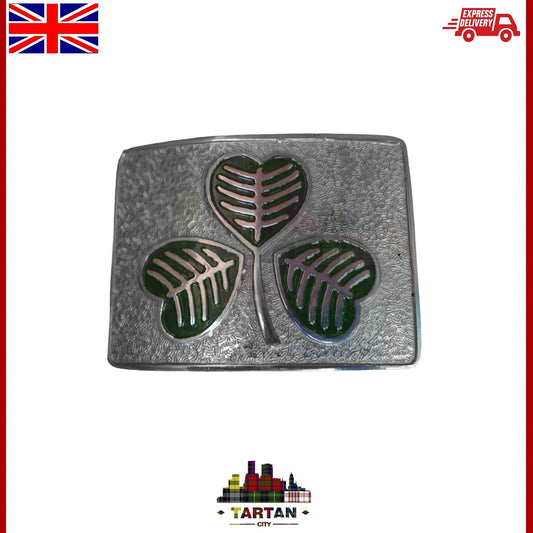 Irish Shamrock Design Men's Kilt Buckle - Enameled Green by Tartancity