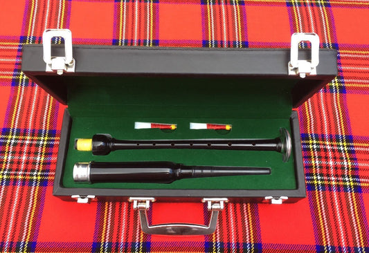 Scottish Highland Rosewood Silver Mounts Practice chanter+ carrying box+3 Reeds