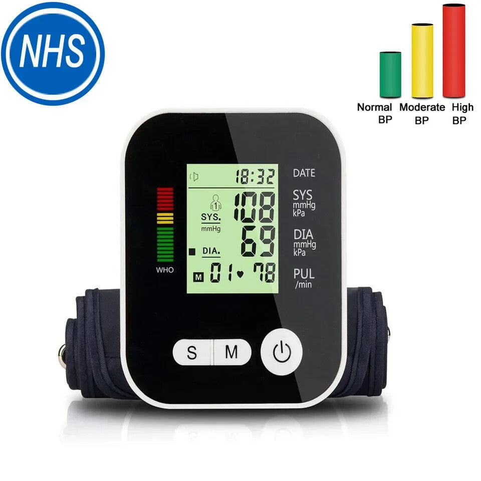 TC DIGITAL UPPER ARM BP MONITOR BLOOD PRESSURE METER MACHINE AUTOMATIC CUFF