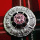 TC Celtic Fly Plaid Brooch Chrome Finish Pink Stone 3"/Scottish Thistle Brooches