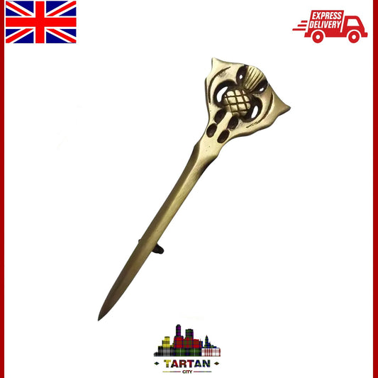 4" Scottish Thistle Kilt Pin - Antique Finish Highland Design for Kilts