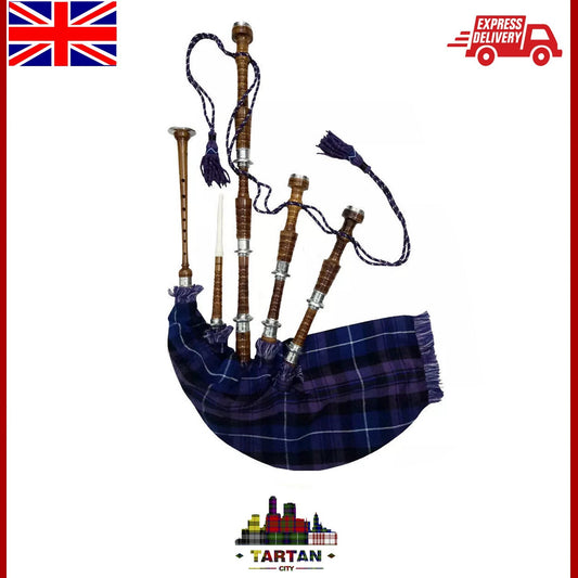 Tartancity Rosewood Bagpipe with Silver Mounts - Pride of Scotland Tartan Design